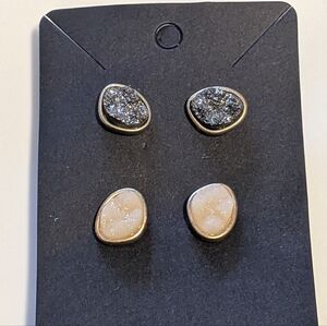 Druzy Stud Earrings Set